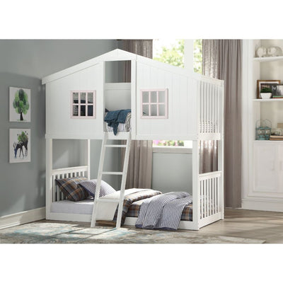 Rohan - Cottage Twin Over Twin Bunk Bed - White & Pink - Grand Furniture GA