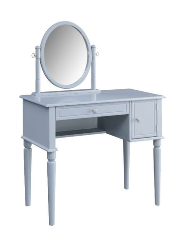 Rabila - Vanity Desk - Cream Fabric & Gray Finish - Grand Furniture GA