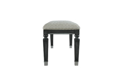 House - Beatrice Bench - Two Tone Beige Fabric, Charcoal Finish - Grand Furniture GA