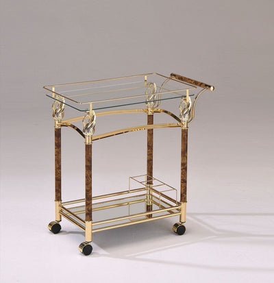 Helmut - Serving Cart - Gold Plated & Clear Glass - Tempered - Grand Furniture GA