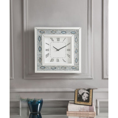 Sonia - Wall Clock - Mirrored & Faux Agate - Grand Furniture GA