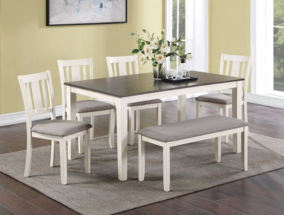 Rowan - 6 Piece Dinette Set With Bench - White - Grand Furniture GA