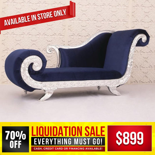 Italian Style Chaise - Blue - Grand Furniture GA