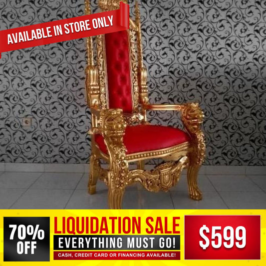 King Throne Chair - Red - Grand Furniture GA