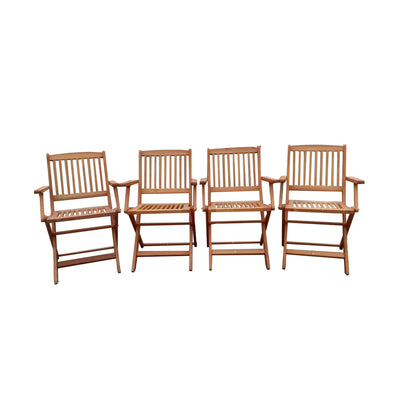 Foldable Patio Dining Set, Folding Chairs, Indoor And Outdoor Universal (Set of 4) - Teak