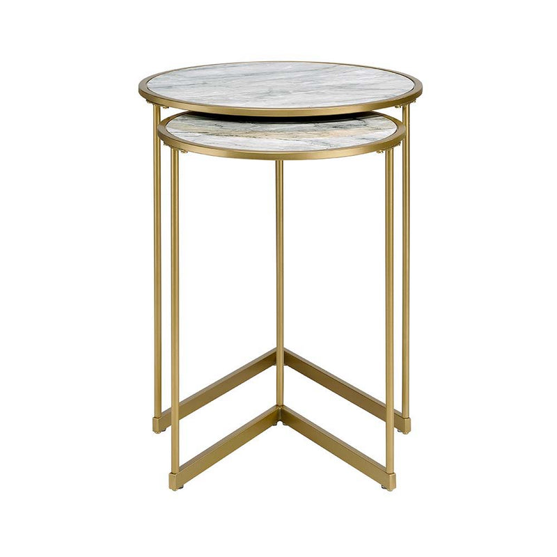 Garo - Accent Table - Faux Marble & Gold Finish - Grand Furniture GA