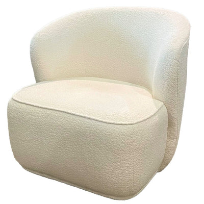 Swivel Boucle Fabric Chair - White