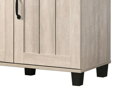 Corby - Oak Finish 3-Door Shoe Cabinet - Dusty Gray