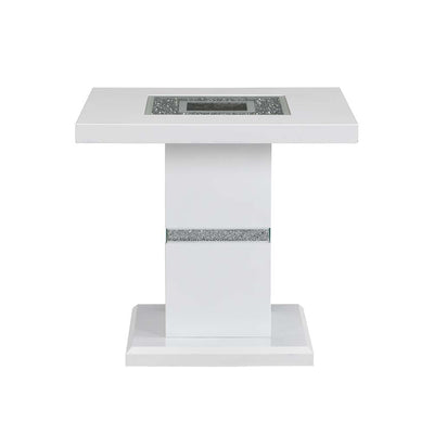 Elizaveta - End Table - Faux Crystal Diamonds & White High Gloss Finish - Grand Furniture GA