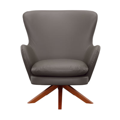 Gideon - Swivel Accent Chair - Gray / Warm Walnut