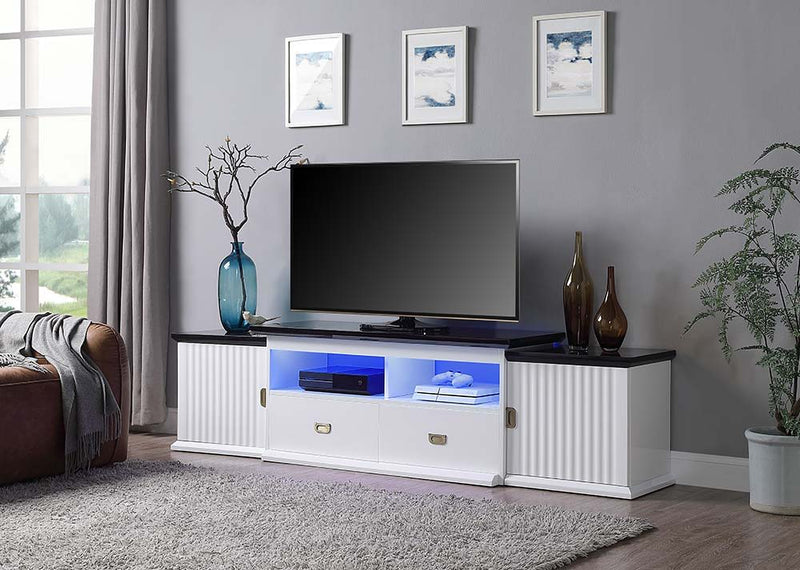 Barend - TV Stand - White & Black High Gloss Finish - Grand Furniture GA