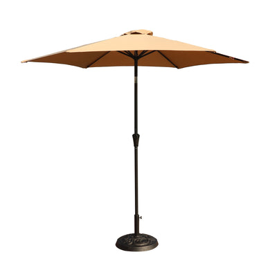 8.8' Outdoor Aluminum Patio Umbrella, Market Umbrella With 33 Pounds Round Resin Umbrella Base Lift