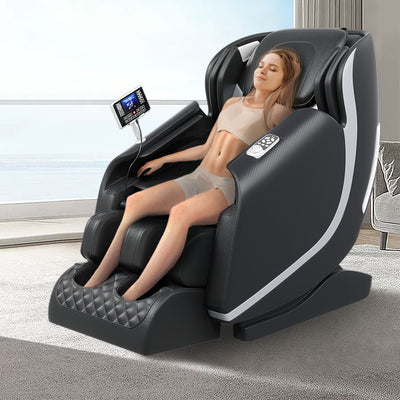 Massage Chair Zero Gravity Full Body Airbags, Bluetooth Speaker, Shiatsu Foot Massage - Black