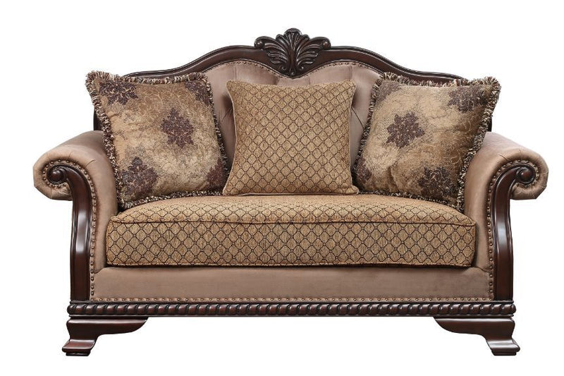 Chateau De Ville - Loveseat - Fabric & Espresso Finish - Grand Furniture GA