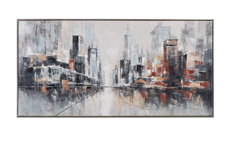 City Scape - Framed Canvas - Dark Gray / Gray