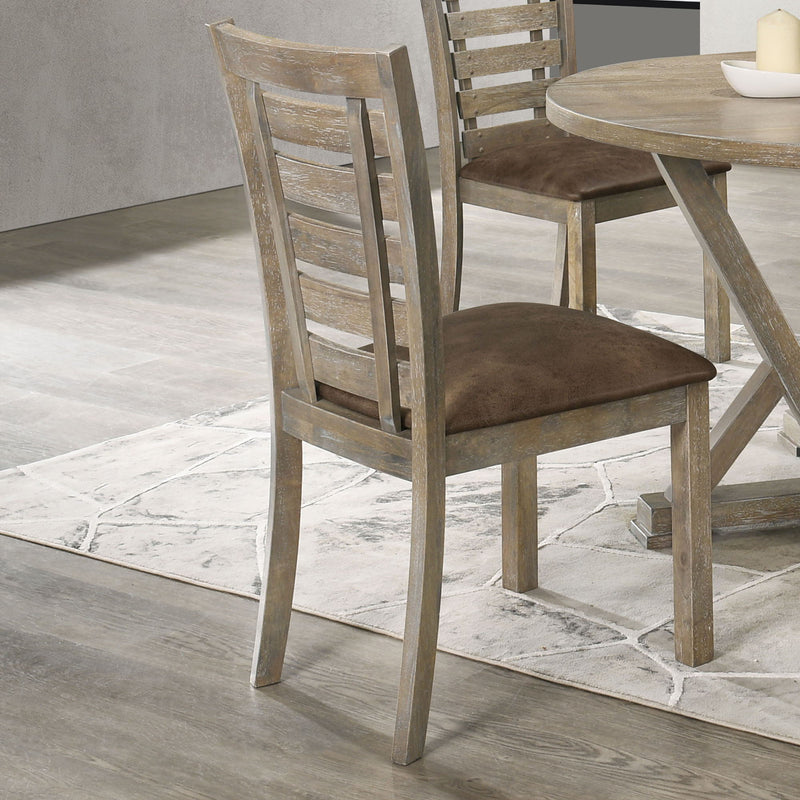 Modern Farmhouse Rustic Look Distressed Design Ladderback Dining Chairs (Set of 2) - Brown