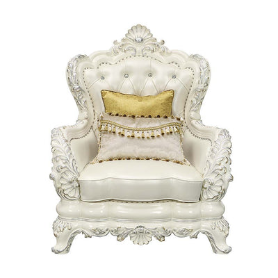 Adara - Chair - White PU & Antique White Finish - Grand Furniture GA