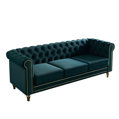 Chesterfield - Velvet Sofa 84.65" For Living Room