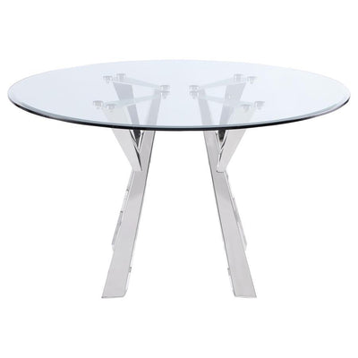 Alaia - Round Glass Top Dining Table - Clear And Chrome