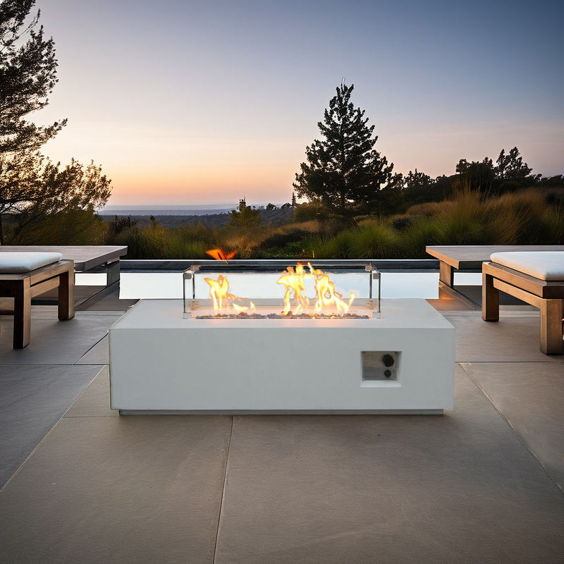 Outdoor Concrete Propane Gas Rectangle Fire Pit Table