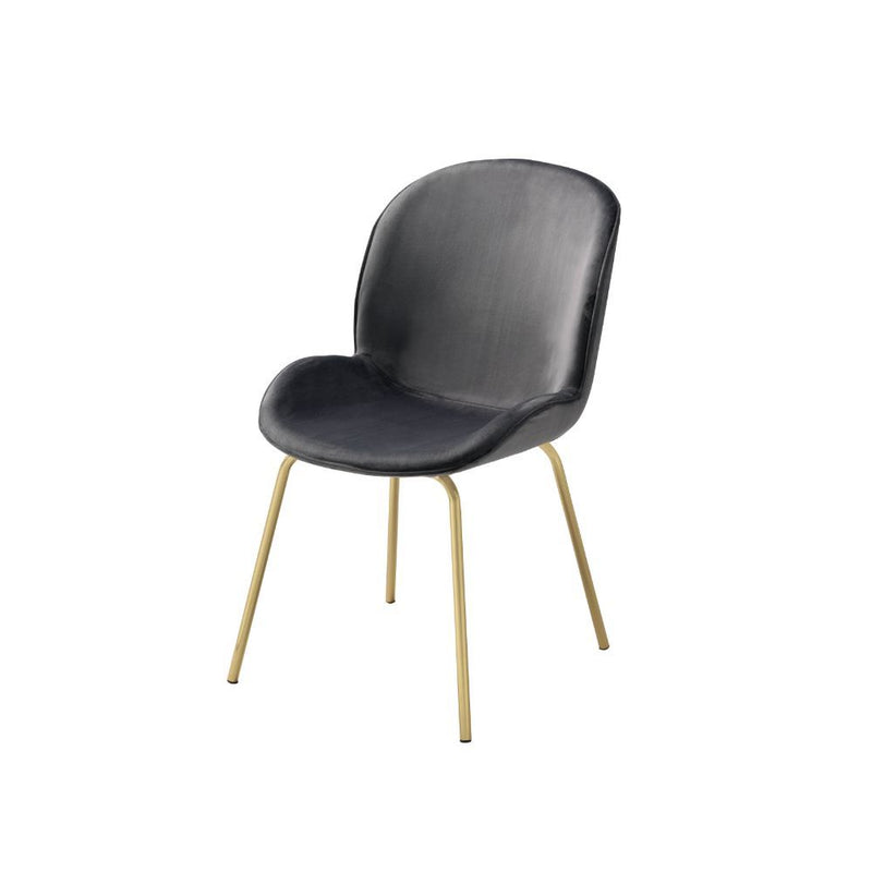 KD, Side Chair (High Back) • Stationary Seat: Standard Dining Height • Padded SEAT & BACK: Velvet (Solid Pattern) • NO Apron • Padded Backrest: Wingback Style • Seat Construction: Wood+Foam (Molding) • Metal Spindle Leg: Nickel Finish • Armless