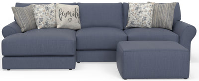 Cape May - Sofa Chaise With Comfort Coil Seating, 41" Cocktail Ottoman And 5 Accent Pillows