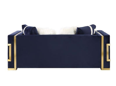 Virrux - Loveseat - Blue Velvet & Gold Finish - Grand Furniture GA