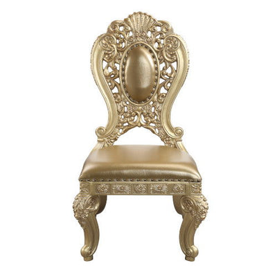 Seville - Side Chair (Set of 2) - Tan PU & Gold Finish - Grand Furniture GA