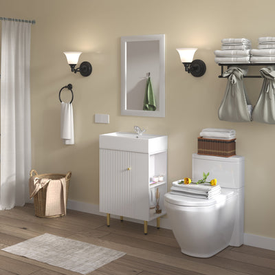 Open-Shelving Bathroom Vanity With Ceramic Sink, Cloakroom Open Shelf Storage Cabinet