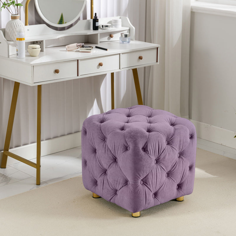 Modern Velvet Upholstered Ottoman, Exquisite Small End Table, Soft Foot Stool, Dressing Makeup Chair, Comfortable Seat For Living Room, Bedroom, Entrance