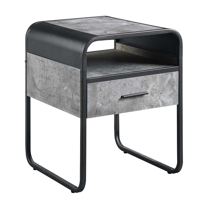 Raziela - End Table - Concrete Gray & Black Finish - 22" - Grand Furniture GA