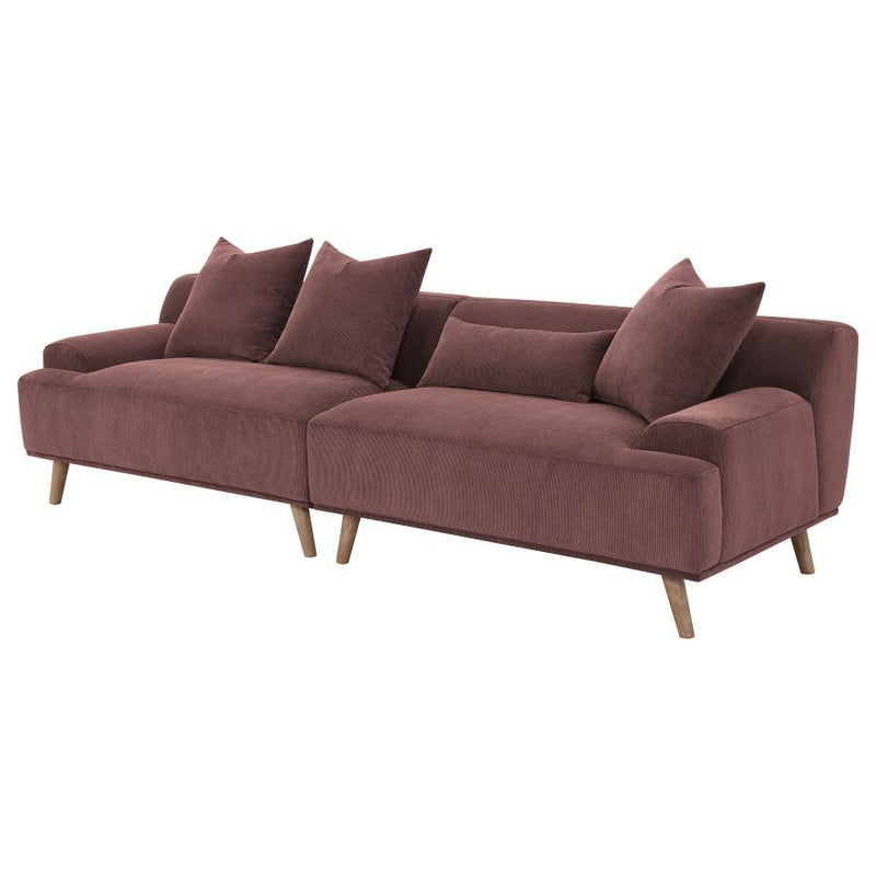 Elizabeth - Corduroy Upholstered Extra Long Sofa - Wine Red