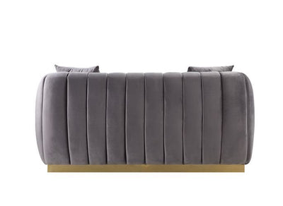 Elchanon - Loveseat - Gray Velvet & Gold Finish - Grand Furniture GA