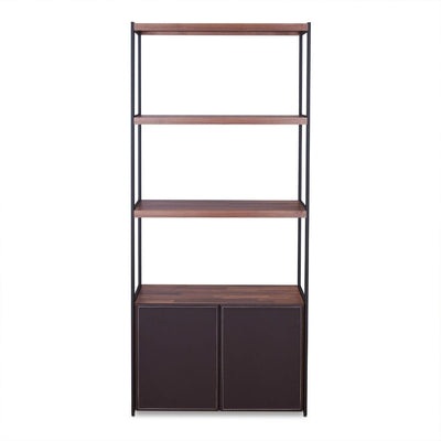 Sara - Bookshelf - Espresso PU, Walnut & Sandy Black - Grand Furniture GA