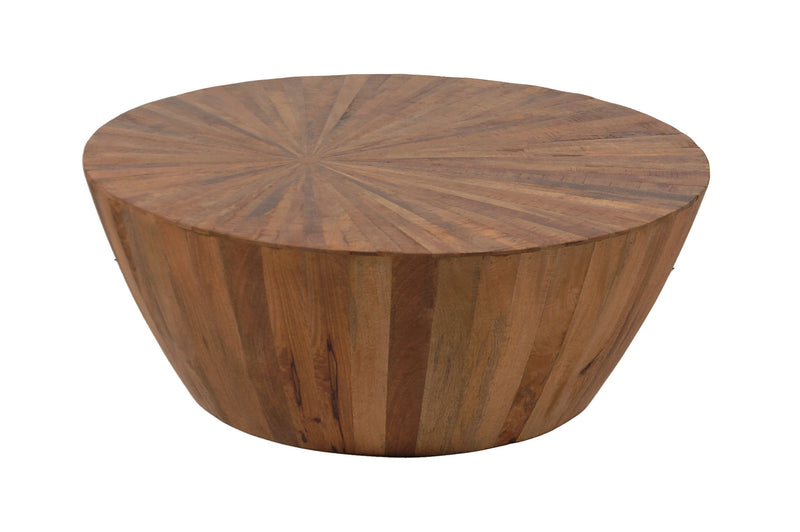 Del Sol - Solid Wood Table With Offset Sunburst Patterned Top