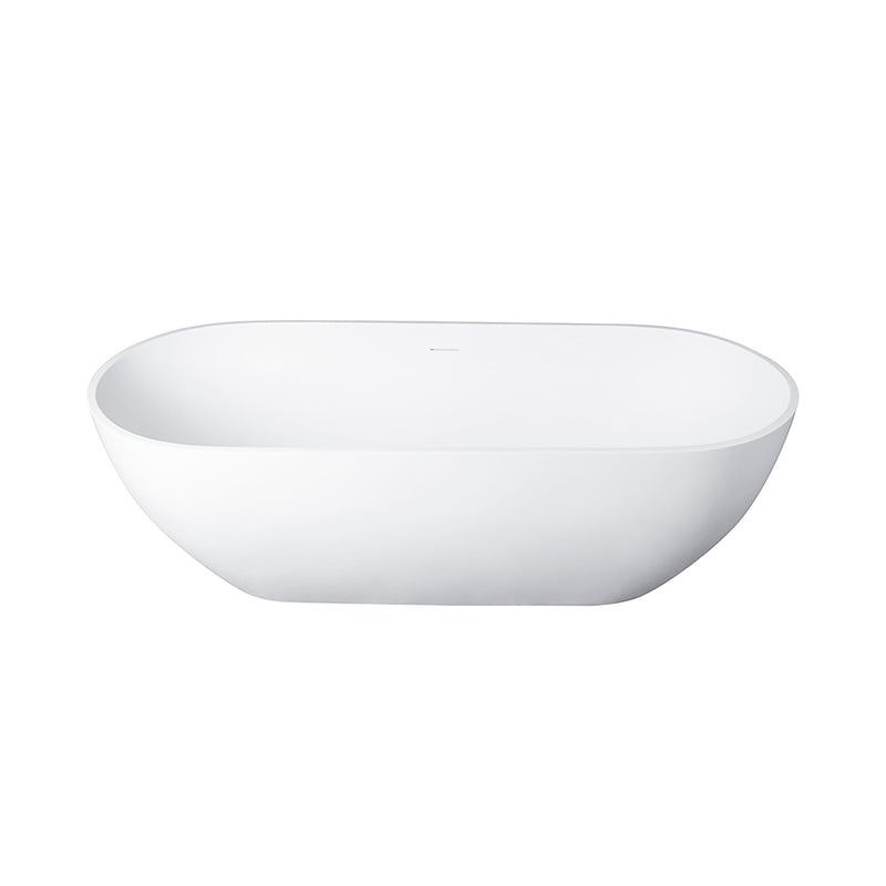 68.9" Freestanding Solid Surface Soaking Bathtub For Bathroom - Matte White