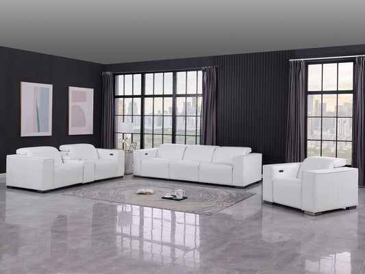 1208 - Modular Leather Set With 5 Power Recliners & Power Headrests
