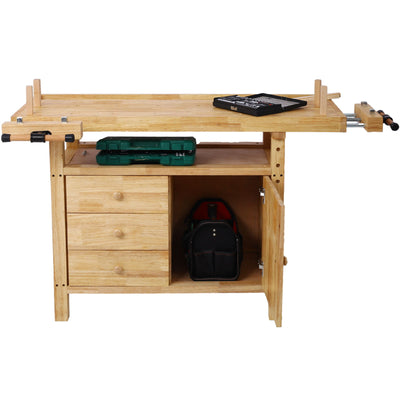 Wood Workbench For Garage Workshop And Home - Natural