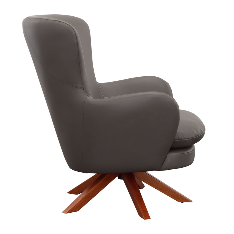 Gideon - Swivel Accent Chair - Gray / Warm Walnut