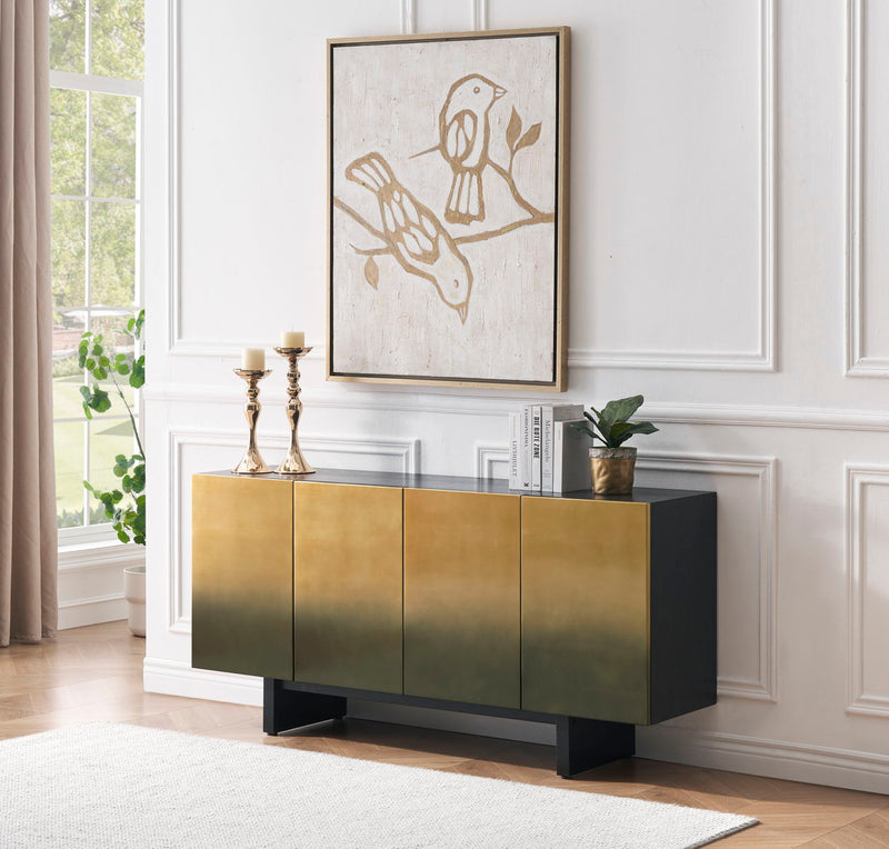 Atlas - Four Door Credenza - Black / Gold