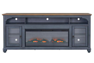 Americana - 86 In Fireplace TV Stand For TVs Up To 95" - Blue