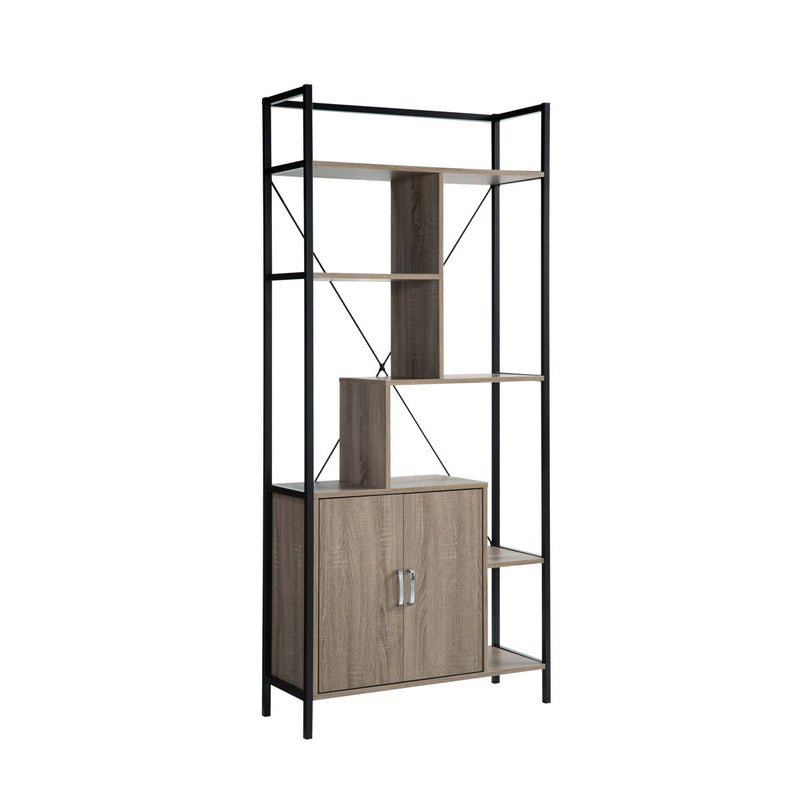 Modern Bookcase With Two Door Storage Cabinet With Two Shelves