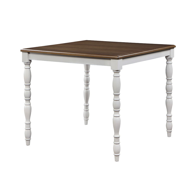 Bettina - Counter Height Table Set (5 Piece) - Beige Fabric, Antique White & Weathered Oak - Grand Furniture GA