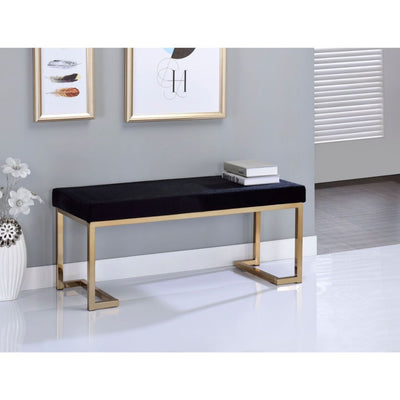 Boice - Bench - Black Fabric & Champagne - Grand Furniture GA