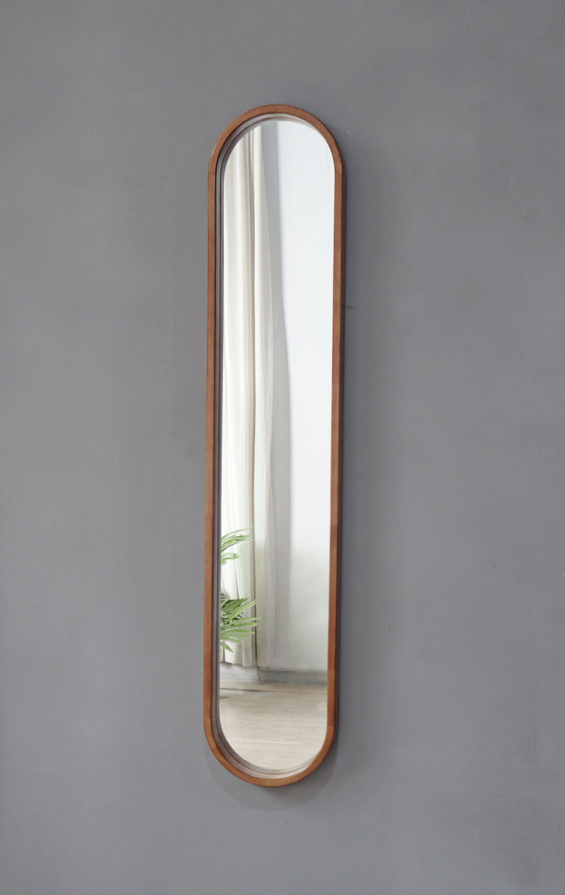 Decorative Rubber Frame Mirror With Elongated Oval Frame - Brown