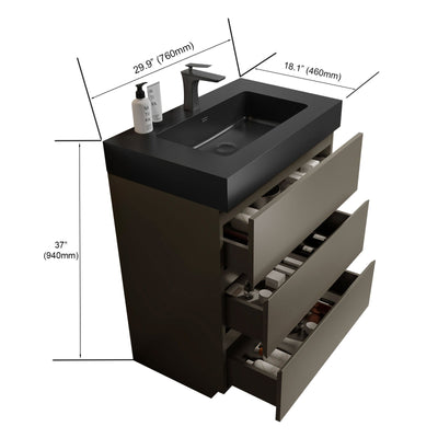 Alice - Bathroom Vanity With Sink, Large Storage Freestanding Bathroom Vanity For Modern Bathroom, One-Piece Sink Basin Without Drain And Faucet