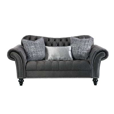 Gaura - Loveseat - Dark Gray Velvet - Grand Furniture GA