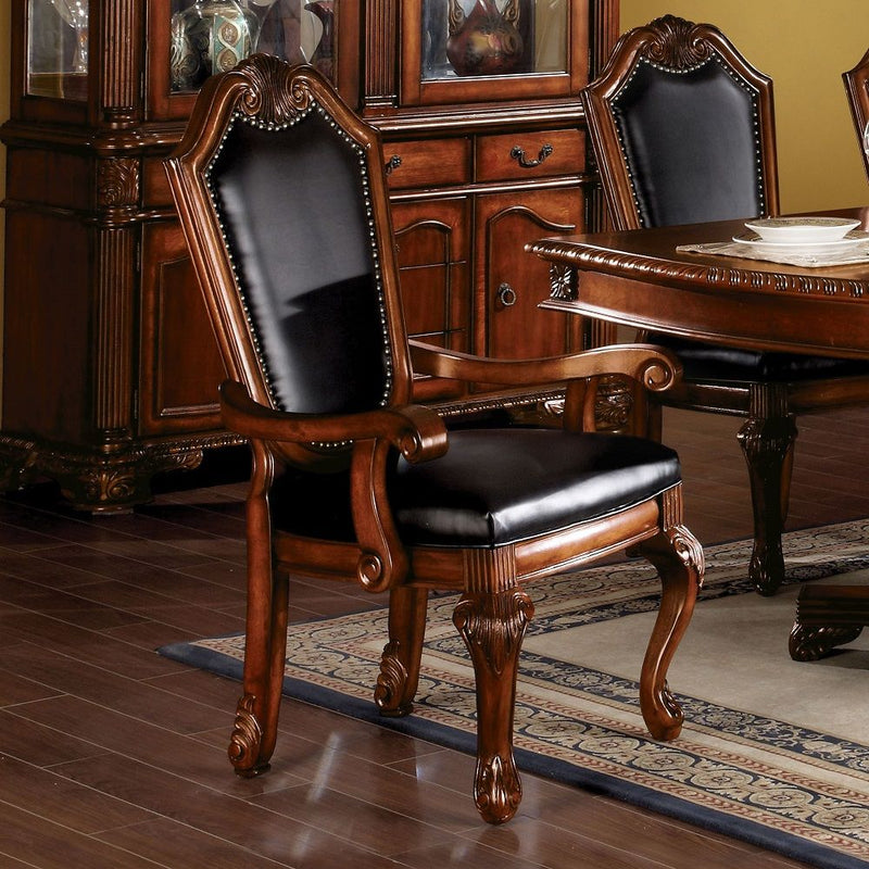 Chateau De Ville - Chair (Set of 2) - Black PU & Cherry - Grand Furniture GA