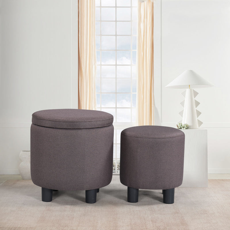 Home Decor Upholstered Round Tufted Footrest Ottoman, Ottoman With Storage For Living Room & Bedroom, Decorative Home Furniture