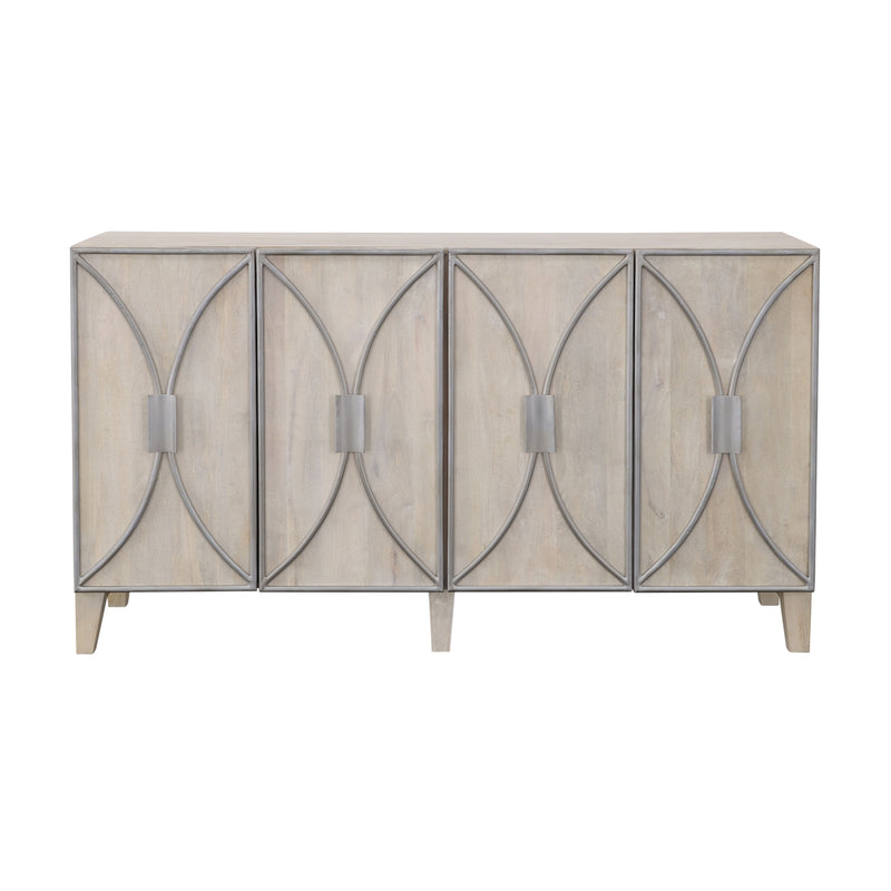 Starlight - Four Door Credenza - Whitewash / Silver